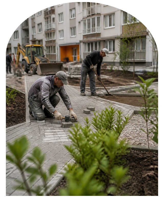 Благоустройство двора многоквартирного дома в Луге