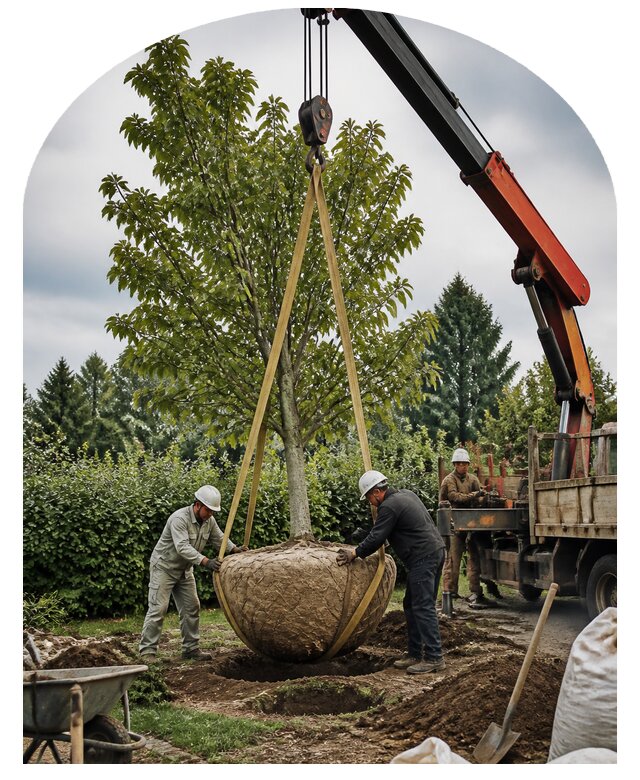 Посадка крупномеров под ключ на вашем участке в Луге